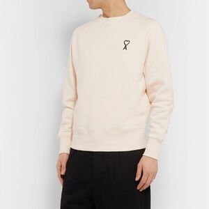 AMI de Ceour Logo-Embroidered Fleece-Back Cotton-Jersey Sweatshirt - White